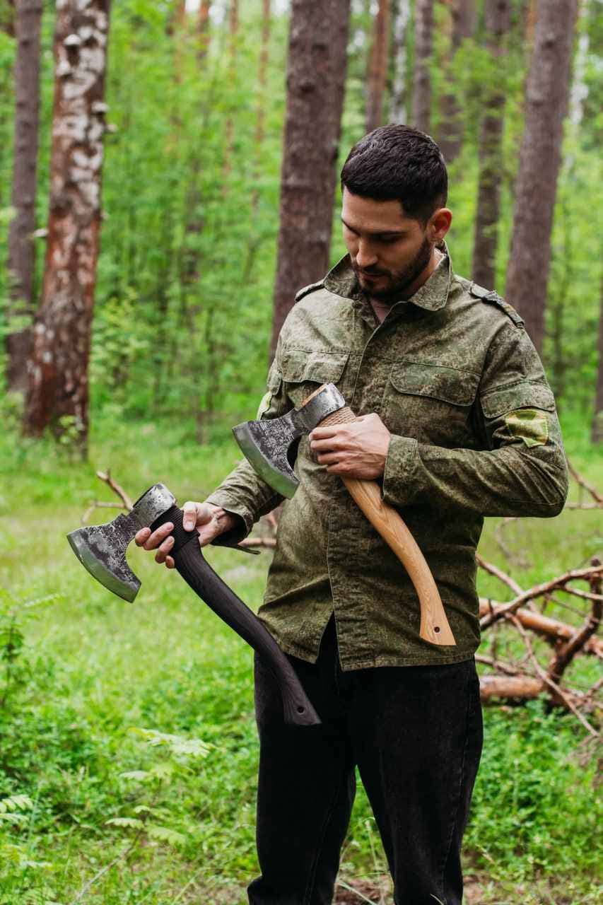 Кованый туристический топор «Варяг малый» 50см (сталь У8А) — фото 12